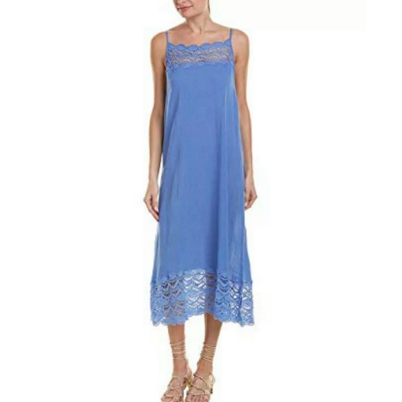 NWT FREE PEOPLE Sky Blue Abbie Crochet Slip Dress - Picture 4 of 4
